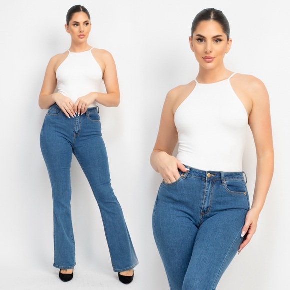 Double layered square neckline bodysuit in white - Picture 4 of 6